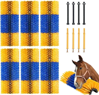 Image de Brosse à gratter pour bétail, 6 pièces Brosse à gratter pour chevaux, 20 pouces, soulage les démangeaisons