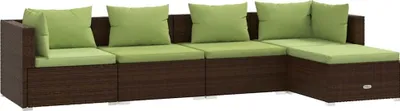 Produktbild von vidaXL 5-tlg. Garten-Lounge-Set mit Kissen Poly Rattan Braun