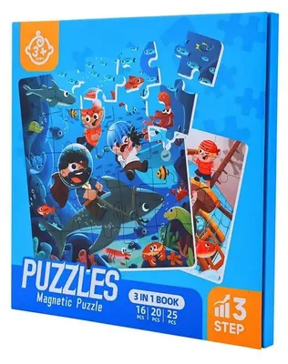 Produktbild von Magnetisches Puzzle - Piraten - 3 in 1 Buch - Level 3 - Reisespielzeug ab 3 Jahren