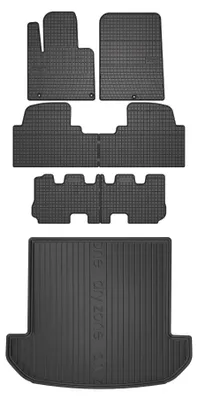 Produktbild von Gummi-Fußmatten für Kia Sorento III 2015-2020 (SUV, 3. Sitzreihe umgeklappt, 7-Sitzer) – 7-tlg, Schwarz, passgenau – Wielganizator SolidPRO