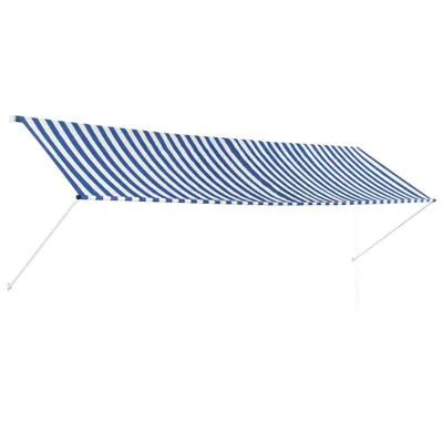 Image de Store rétractable 400 x 150 cm bleu et blanc