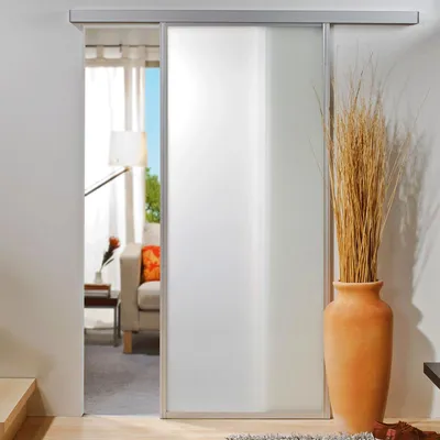 Produktbild von inova Gerahmte Glasschiebetür 865 x 2035 mm, Vollflächig satiniert, Aluminiumrahmen, Komplettset, ohne Softclose