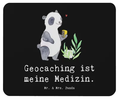 Produktbild von Mr. & Mrs. Panda Mauspad Panda Geocaching - Schwarz - Geschenk, GPS Schnitzeljagd, laptop, Schatzsuchen, Mouse Pad, mousepad, Opencaching, mousematte