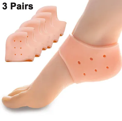 Produktbild von 3 Paar atmungsaktive Fersenkissen, Einlagen bei Plantarfasziitis, Fersenpolster, ideal bei Fersenschmerzen, trockenen, rissigen Fersen und Achillessehnenentzündung, für Damen und Herren