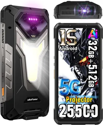 Produktbild von Ulefone Armor 34 Pro Plus 5G Outdoor Handy mit Projektor - 32GB+512GB MTK 7400X, 25500mAh 6.95” 120Hz 1100LM Campinglampe Outdoor Smartphone Android15