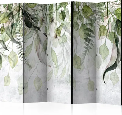 Produktbild von Neuheit! Dekorativer Paravent Raumteiler Trennwand Foto-Paravent Spanische Wand XXL BLÄTTER NATUR BETON OPTIK 225x172 cm b-C-0873-z-c