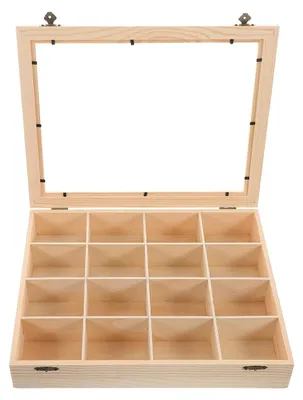 Image de Solidchoice - Vitrine de collection en bois avec 16 compartiments et couvercle