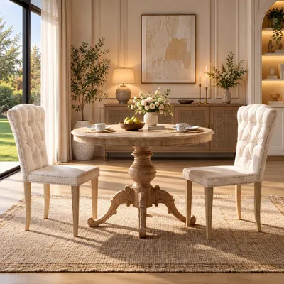 Immagine prodotto di INONEFT Set di 2 sedie da pranzo in velluto, imbottite, con dettagli a forma di testa di chiodo, sedie da cucina con schienale alto e gambe in legno, adatte per soggiorno, cucina e sala da pranzo, colore bianco, Immagine generata dall'IA