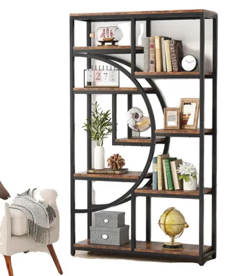 Image de Bibliothèque, style industriel, 9 étagères ouvertes, marron