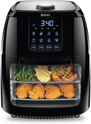 Image de SOGO FRE-SS-10465 Friteuse à air chaud 10 litres, déshydrateur, four à air chaud, automatique, rôtissoire, 1800 Watts