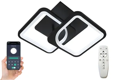 Produktbild von LED-Ringleuchte, LED-Deckenleuchte + Fernbedienung + App, schwarz, 32 W, 49 x 22 cm,Geeignet für Wohnzimmer, Küche, Schlafzimmer und Esszimmer.
