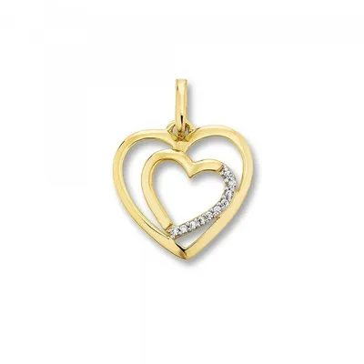 Produktbild von Anhänger Herz Zirkonia 333/- Gelbgold teil-rhodiniert