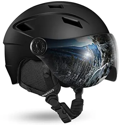 Immagine prodotto di Casco da sci con visiera - Casco per sport invernali - Protezione per divertimento sulla neve - Visiera con protezione UV 400 - Taglia S (54-56 cm) - Blu
