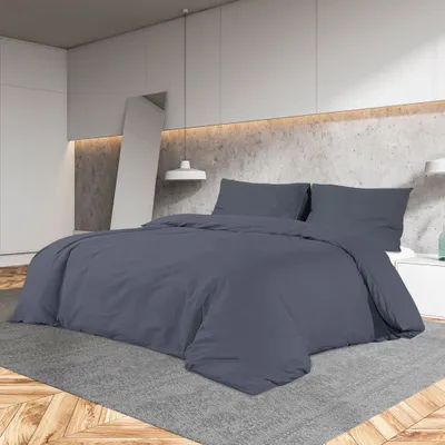 Immagine prodotto di The Living Store Set di biancheria da letto antracite 155x220 cm in cotone