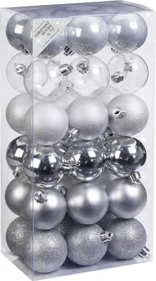 Produktbild von Kunststoff Kugeln 36 Stk 6cm Silber Mix