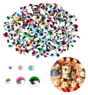 Wackelaugen selbstklebend, 100 Stück, bunt, 8-15 mm, für Basteln