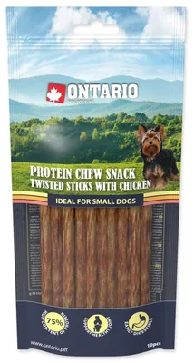 Obrázek produktu pro Pochoutka Ontario Protein kuře, žvýkací kroucená tyčinka 10ks 12,7cm