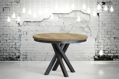 Produktbild von 4ALLHOME Esstisch Jezz Rund 100 cm, Tisch, Küchentisch, Esszimmertisch mit Metallgestellt, Holz, Natur, Speisetisch, Wotan