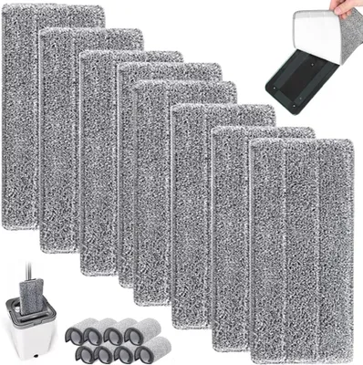 Produktbild von Mikrofaser Wischmop Tücher 8 Stück, Ersatz Mop Pads, 33x12 cm, Absorbierend, Für Haushalte