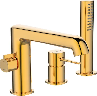 Produktbild von BADLAND Badewannenarmatur Wasserhahn 3-Loch POLA Wannenarmatur für Badezimmer in Gold