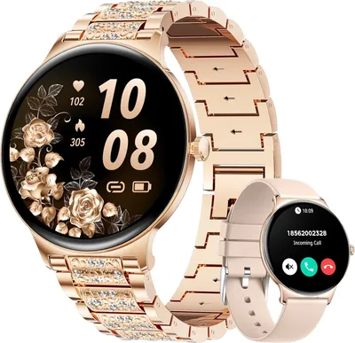 Produktbild von Smartwatch Damen 1.43" AMOLED Touchscreen mit Telefonfunktion, Fitnesstracker Damen Menstruationszyklus/120+Sportmodi/Kalorien/IP68/Herzfrequenz