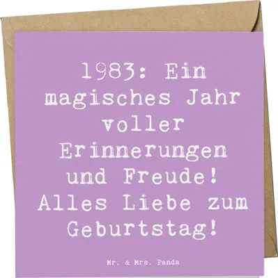 Produktbild von Mr. & Mrs. Panda Grußkarte Spruch 1983 Geburtstagserinnerungen - Lavendeltraum - Geschenk, doppelkarte, Happy Birthday, Feier, faltkarte, Geburtstagsgruß, Geburtstagsjahr