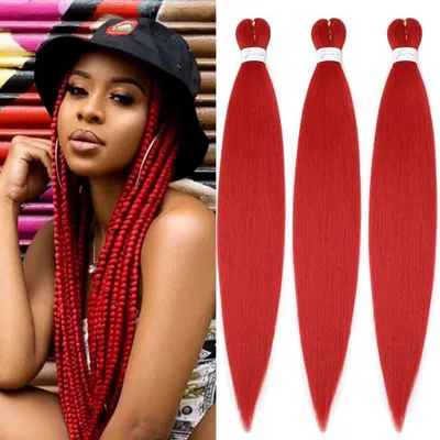 Produktbild von Flechthaar Extensions 26 Zoll Rot 3er Pack Kunsthaar Zum Einflechten Jumbo Braids