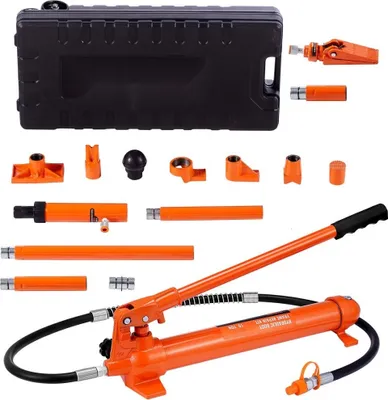 Produktbild von Hydraulischer Wagenheber Luftpumpe 10t - Lufthydraulischer Heber 135mm Hub Rot - Inkl. 100/195/300/500 mm Verlängerungsstange - Elektrostatisches Pulversprühen Autoreparatur