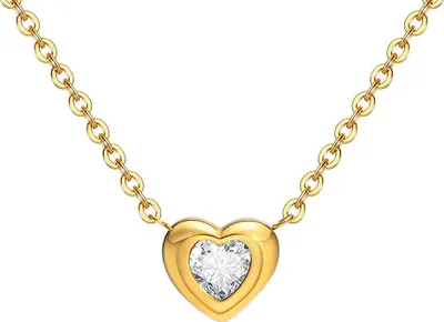 Produktbild von Herz Kette gold: Kristall Halskette aus Edelstahl Weiß