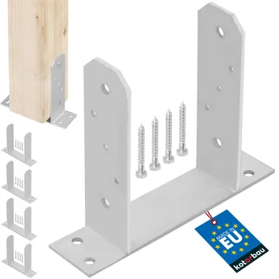 Produktbild von KOTARBAU® 4er Set TT Pfostenträger zum Aufschrauben 150 mm Bodenanker für Holzpfosten verzinkter Stahl Zaunpfosten Pfostenfuß Stützenfuß Bodenfuß