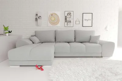 Produktbild von 99rooms Antalya Ecksofa Strukturstoff NEVE Hellgrau Links mit Schlaffunktion