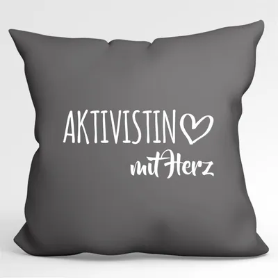 Produktbild von Huuraa Kissenbezug Aktivistin mit Herz 40x40cm Steel Grey Baumwolle Dekokissenbezug Geschenkidee