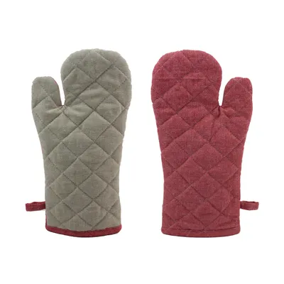 Produktbild von Home Elements Küchenhandschuh, beige und rot