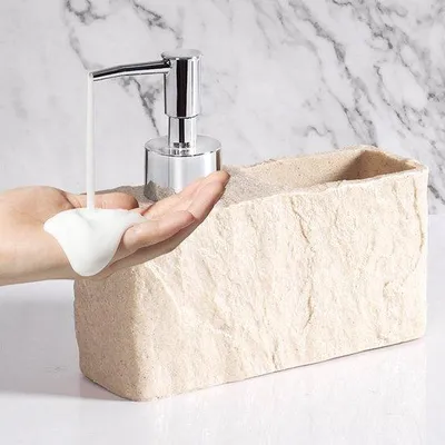 Image de Distributeur de savon en verre avec pompe en acier inoxydable - pour savon pour les mains, liquide vaisselle et lotion - convient pour la cuisine et la salle de bains