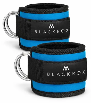 Produktbild von BLACKROX Fußschlaufe Kabelzug - Vergleichssieger - Ankle Straps 2er Set - Training - Sport Gewichtsmanschette Damen & Herren Fitness Training, Blau