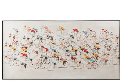 Produktbild von Eindrucksvolles XXL Leinwand Bild - Fahrradfahrer in Acrylfarben handbemalt 180x100cm