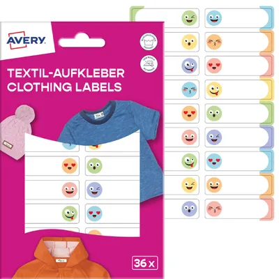 Obrázok produktu pre AVERY Zweckform ETVET36E Textilné štítky AVERY, 13 x 45 mm, s obrázkami, farebné