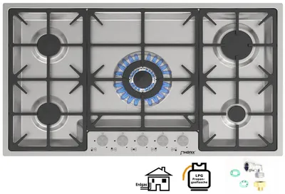 Obrázok produktu pre Phoenix PS-905FL plynová varná doska s podstavcom Plynová varná doska s 5 horákmi z nerezovej ocele 90 cm