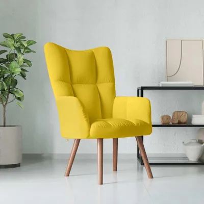 Image de vidaXL Fauteuil relax jaune moutarde velours