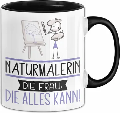 Produktbild von Naturmalerin Geschenk Tasse Becher Die Frau Die Allen Kann Geschenkidee für eine Naturmalerin Lustig (Schwarz)