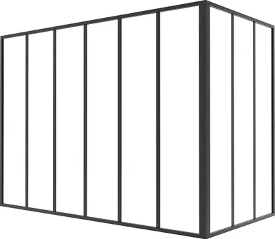Produktbild von Verglaste industrielle Eckwand aus pulverbeschichtetem Aluminium - B 180 x B 90 x H 130 - Schwarz - BAYVIEW