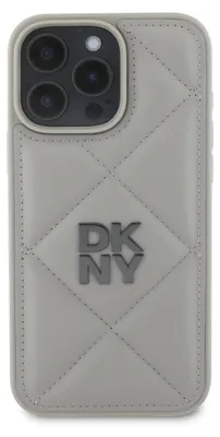 Produktbild von DKNY Kunstleder Quilted Stack Logo Hülle für iPhone 16 Pro Max Grau Schutzhülle