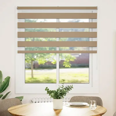 Zdjęcie produktu dla vidaXL Podwójna roleta piaskowo-brązowa 125 x 100 cm Szerokość materiału 120,9 cm Poliester