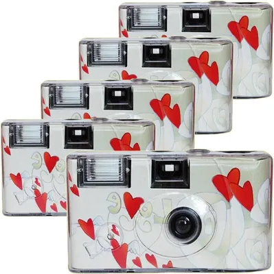 Productafbeelding van Wegwerpcamera Set - Bruiloftscamera's - Feestelijke momenten - Met ingebouwde flits - 5 Pack - Niet gespecificeerd