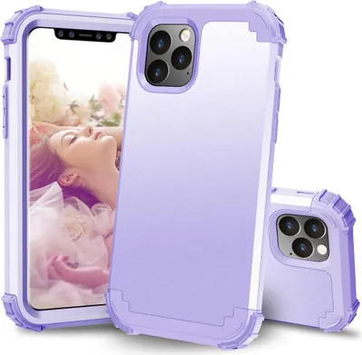 Produktbild von iPhone 11 Pro Max Hülle, LaimTop Heavy Duty 3 in 1 Hybrid Hart PC Flexibel TPU Silikon Stossfest Kratzfest Tasche Schutzhülle für iPhone 11 Pro Max Helles Lila