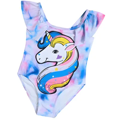 Produktbild von Baby Badeanzug einteilig mit Rüsche Größe 86/92 - Rainbow Unicorn