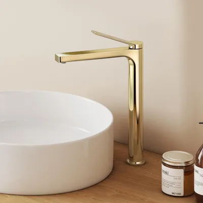 Immagine prodotto di EMKE Rubinetto bagno oro champagne 335x233x46mm, ottone, cartuccia ceramica, miscelatore bagno, miscelatore lavabo, miscelatore lavabo