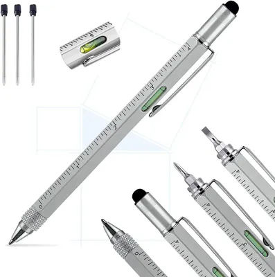Productafbeelding van Pitagora smart pen - Innovatieve 9-in-1 multitool balpen - 3 reserveonderdelen - Schroevendraaierliniaal - Waterpas