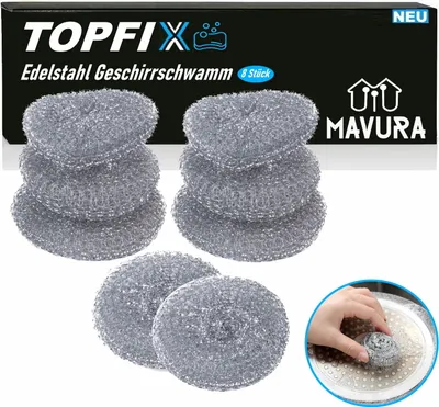 Immagine prodotto di TOPFIX pulitore per pentole in acciaio inox Spazzola a spirale Spugna in acciaio