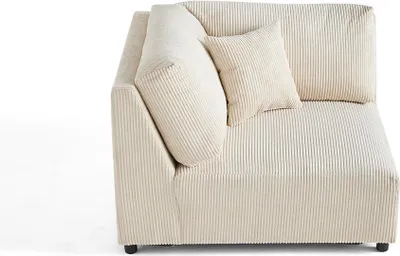 Image de Lisa Design Garance - module d'assise d'angle réversible - en velours côtelé , Beige
